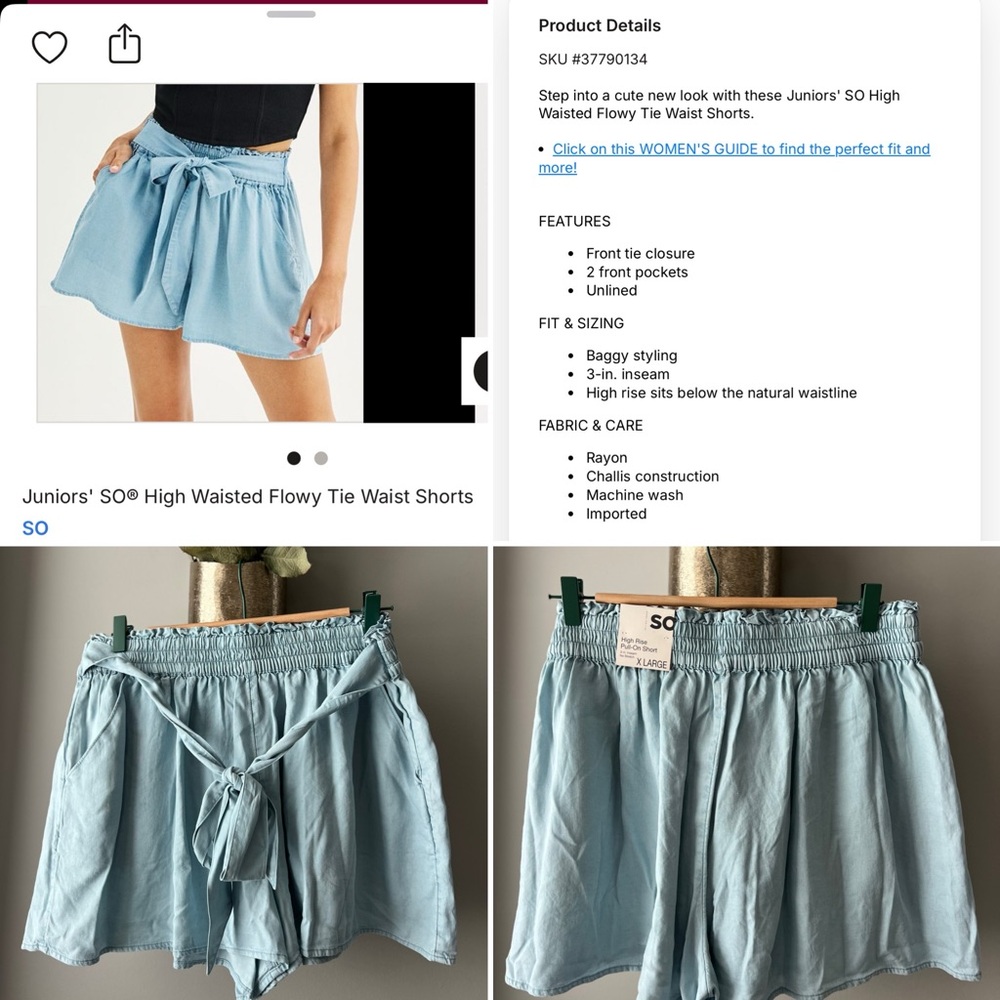 SO Women's High Waist ChambrayTie Shorts